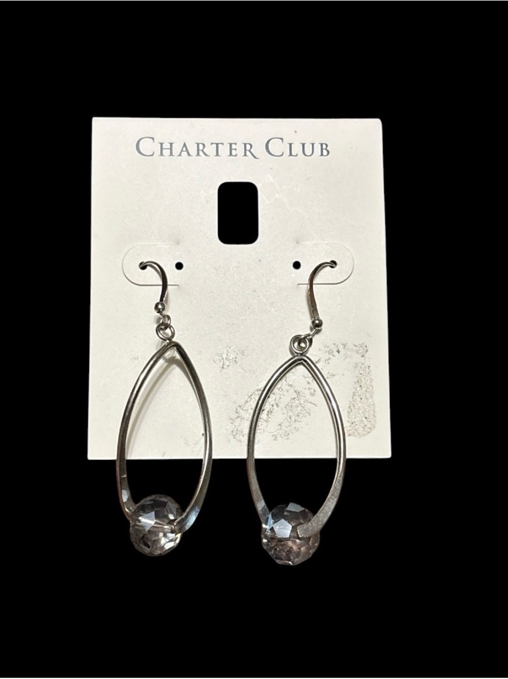 Charter Club Silver Open Teardrop Earrings with Light Purple Bead